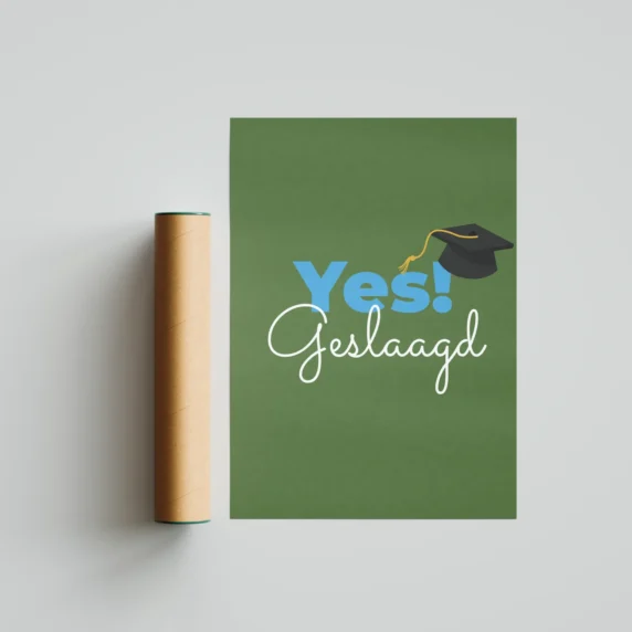 Yes! Geslaagd poster blauw/groen