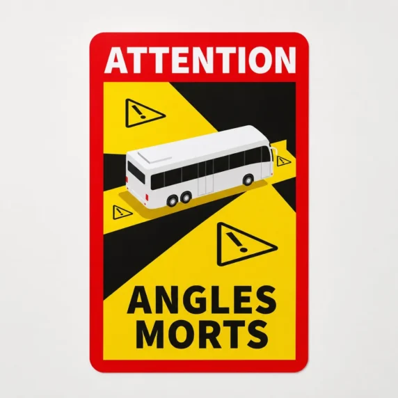 Angle morts stickers voor bussen in Frankrijk